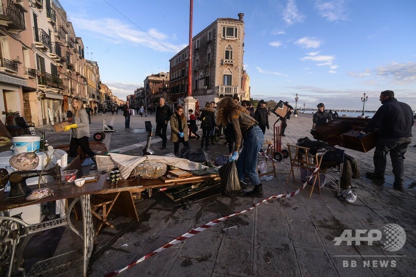 伊政府、ベネチアに非常事態宣言 高潮で浸水被害