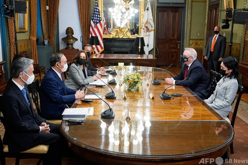 日米豪印首脳、初の直接会合 中国念頭に結束確認