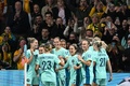 サッカー女子W杯オーストラリア・ニュージーランド大会、グループB、カナダ対オーストラリア。得点を喜ぶオーストラリアの選手（2023年7月31日撮影）。(c)WILLIAM WEST / AFP

