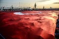 トルコ・イスタンブールで行われた「反テロ」集会で広げられた巨大なトルコ国旗（2015年9月20日撮影）。(c)AFP/OZAN KOSE