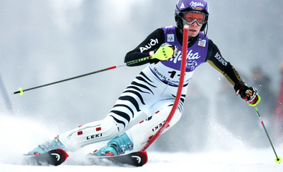 マリア・リーシュ 女子回転・第5戦・1本目でトップにつける