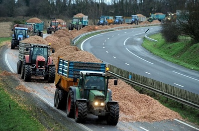 不正競争をなくせ！路上に抗議のエシャロット フランス