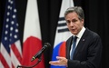 米ハワイ・ホノルルで外相会談後、共同記者会見に臨むアントニー・ブリンケン米国務長官（2022年2月12日撮影）。(c)KEVIN LAMARQUE / POOL / AFP