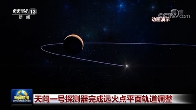 「天問1号」 遠火点の平面上で軌道修正完了
