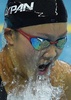 第17回アジア競技大会（17th Asian Games、Asiad）競泳女子100メートル平泳ぎ決勝。レースに臨む渡部香生子（Kanako Watanabe、2014年9月21日撮影）。(c)AFP/PHILIPPE LOPEZ
