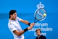 男子テニス、ストックホルム・オープン、シングルス決勝。リターンを打つファン・マルティン・デルポトロ（2017年10月22日撮影）。(c)AFP/Jonathan NACKSTRAND