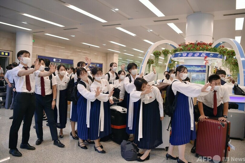 朝鮮大学校の学生ら、修学旅行で北朝鮮に到着