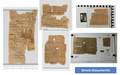 米聖書博物館からエジプトに返還された、ギリシャ語で書かれた古文書の断片。エジプト観光・考古省提供（2021年1月27日提供）。(c)AFP PHOTO / HO / EGYPTIAN MINISTRY OF ANTIQUITIES