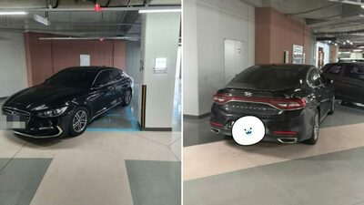 韓国で頻発する迷惑駐車…常習的「枠またぎ」でトラブル約1年、住民の投稿が拡散