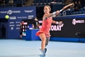 女子テニス、東レ・パンパシフィック・オープン、シングルス準々決勝。リターンを狙う鄭欽文（2024年10月25日撮影）。(c)Richard A. Brooks / AFP