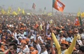 インド西ベンガル州シリグリで開かれた選挙集会に参加した与党・人民党（BJP）の支持者ら（2019年4月3日撮影、資料写真）。(c)DIPTENDU DUTTA / AFP