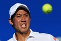 テニス、メキシコ・オープン、男子シングルス1回戦。リターンを狙う錦織圭（2018年2月27日撮影）。(c)AFP PHOTO / PEDRO PARDO AND PEDRO PARDO