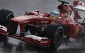 13F1第19戦ブラジルGP（Brazilian Grand Prix 2013）予選。予選に臨むフェラーリ（Ferrari）のフェルナンド・アロンソ（Fernando Alonso、2013年11月23日撮影）。(c)AFP/MIGUEL SCHINCARIOL