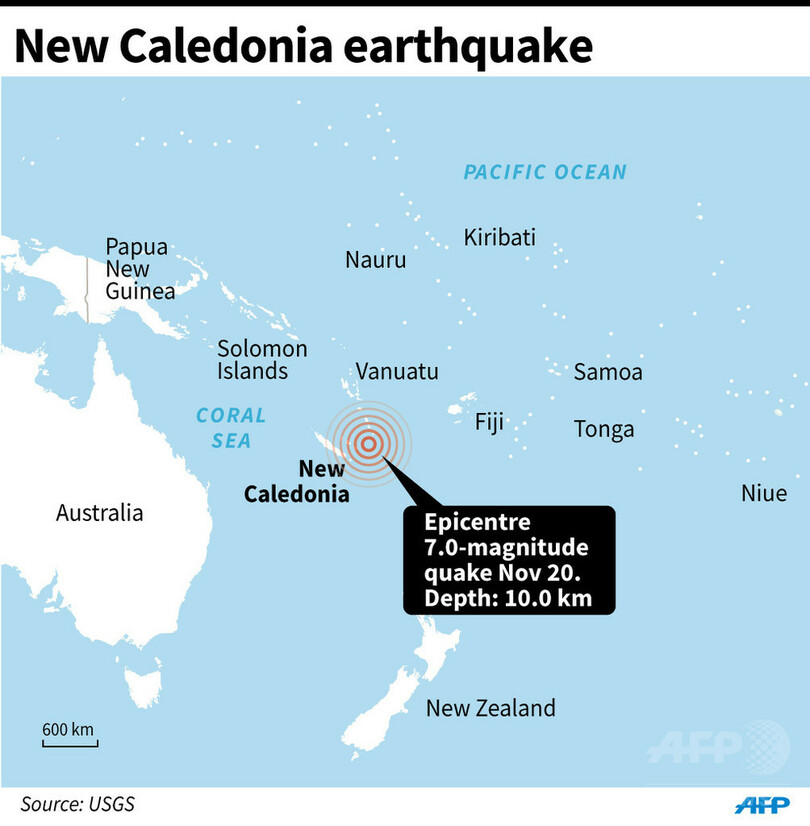 南太平洋ニューカレドニア沖でm7 0の地震 津波警報 写真1枚 国際ニュース Afpbb News