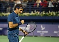 テニス、ドバイ・テニス選手権、男子シングルス決勝。ガッツポーズを見せるロジャー・フェデラー（2019年3月2日撮影）。(c)KARIM SAHIB / AFP