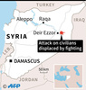 シリア東部デリゾールで、イスラム過激派組織「イスラム国（IS）による自動車爆弾攻撃があった場所を示した図。(c)AFP