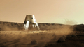 オランダの民間火星探査プロジェクト「マーズ・ワン（Mars One）」の提供による、火星に着陸するカプセルのイメージ図（2012年6月21日提供）。(c)AFP/MARS ONE