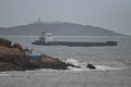 台湾に近い中国・平潭島沖の台湾海峡を航行する船舶（2023年4月7日撮影）。(c)GREG BAKER / AFP