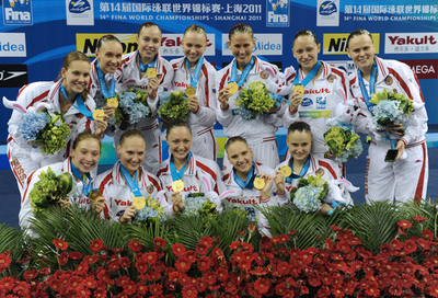 ロシアが金を獲得 シンクロフリーコンビネーション、世界水泳