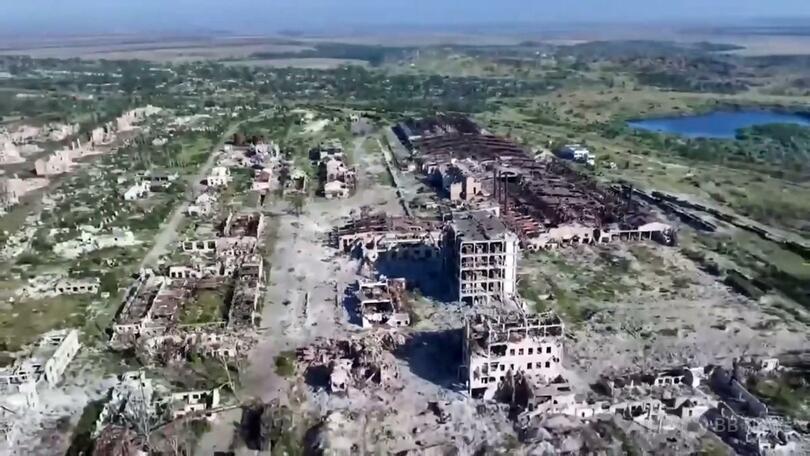 ウクライナ東部の要衝チャシフヤール。ロシア国防省提供の動画より（2025年7月31日提供）。(c)AFP PHOTO / RUSSIAN DEFENCE MINISTRY