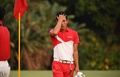 第18回アジア競技大会、ゴルフ男子個人最終日。優勝を決めて感極まる中島啓太（2018年8月26日撮影）。(c)AFP PHOTO / PETER PARKS