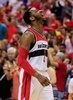 13-14NBAプレーオフ・イースタンカンファレンス準決勝（7回戦制）第4戦、ワシントン・ウィザーズ（Washington Wizards）対インディアナ・ペイサーズ（Indiana Pacers）。得点を喜ぶワシントン・ウィザーズのジョン・ウォール（John Wall、2014年5月11日撮影）。(c)AFP/Getty Images/Rob Carr