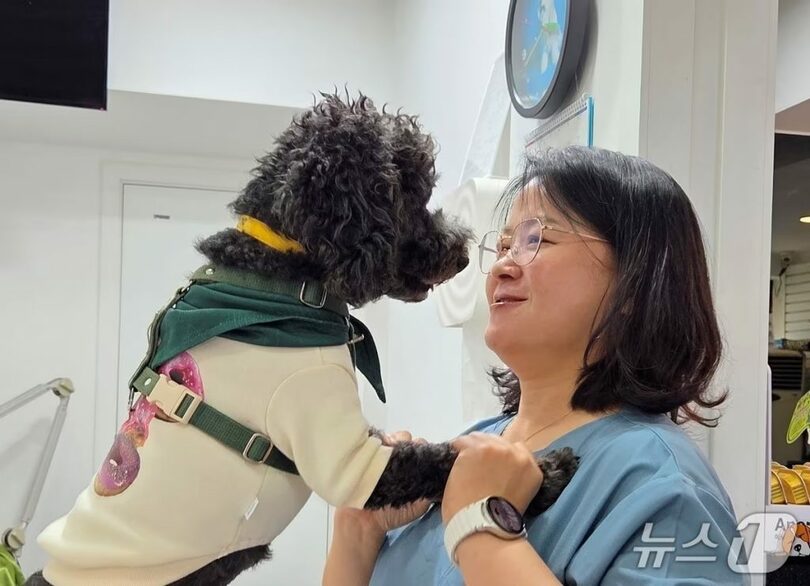 保護犬と向き合うイ・ボンヒ院長 (c)news1