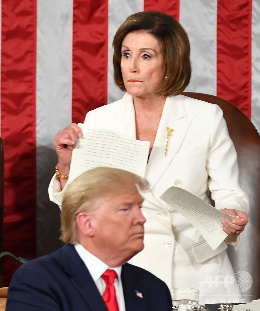 トランプ氏が一般教書演説、ペロシ氏は終了後に原稿破る 写真14枚 国際ニュース:AFPBB News