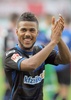13-14ドイツ・ブンデスリーガ1部第4節、SCパーダーボルン07（SC Paderborn 07）対ハノーバー96（Hannover 96）。先制点を決め喜ぶSCパーダーボルン07のエリアス・カチュンガ（Elias Kachunga、2014年9月20日撮影）。(c)AFP/DPA/OLIVER KRATO