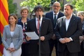スペインからの独立の是非を問う住民投票実施を発表するカタルーニャ自治州のカルレス・プチデモン州首相（2017年6月9日撮影）。(c)AFP/LLUIS GENE