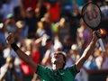 テニス、BNPパリバ・オープン、男子シングルス決勝。勝利を喜ぶロジャー・フェデラー（2017年3月19日撮影）。(c)AFP/Clive Brunskill