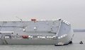 英南部サウサンプトン（Southampton）沖で座礁した自動車運搬船「ホーグ・オーサカ（Hoegh Osaka）号」（2015年1月4日撮影）。(c)AFP/MALCOM WELLS