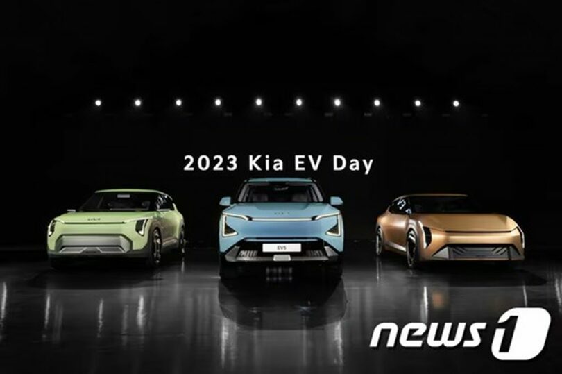 2023起亜EVデーで公開したEV5、EV4コンセプト、EV3コンセプトの3種＝起亜提供(c)news1