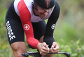 リオデジャネイロ五輪、自転車男子個人タイムトライアル。レースに臨むファビアン・カンチェラーラ（2016年8月10日撮影）。(c)AFP/Greg BAKER