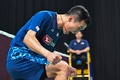 バドミントン、アジア団体選手権、男子準々決勝、インド対日本。勝利を喜ぶ西本拳太（2024年2月16日撮影）。(c)Mohd RASFAN / AFP