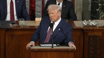 字幕:トランプ氏、就任後の実績を自賛 2期目議会演説
