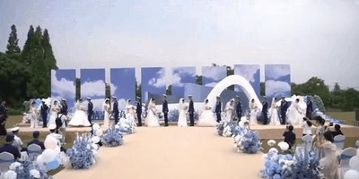 中国の消防士が集団結婚式の途中で消火活動