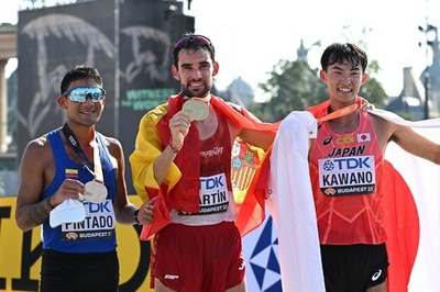 川野将虎が銅メダル 世界陸上、男子35km競歩