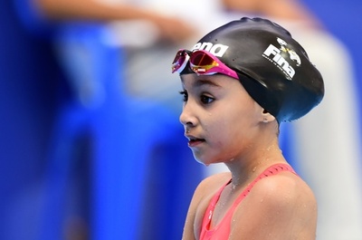 10歳のタレク、予選105位も自己ベスト更新で歓喜 第16回世界水泳