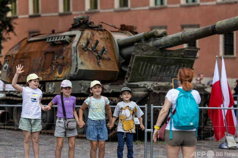 ウクライナ軍が破壊・鹵獲したロシア車両、ポーランドに展示