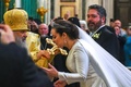 ロシア・サンクトペテルブルクのイサク大聖堂で行われたゲオルギー・ミハイロビッチ・ロマノフ氏とレベッカ・ビルジニア・ベッタリーニさんの結婚式（2021年10月1日撮影）。(c)Olga MALTSEVA / AFP