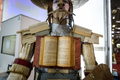 ブラジルのサンパウロ（Sao Paulo）で、書籍の国際見本市「サンパウロ国際ブックフェア（International Book Fair Sao Paulo）」が開催中だ。世界各国から480の出版社が参加。開催期間は19日までで、8万人の来場を見込む。

写真は、会場に展示されたボール紙と書籍で作られた芸術作品（2012年8月13日撮影）。(c)AFP/Yasuyoshi CHIBA
