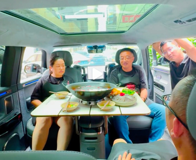 中国の自動車会社の副総裁が車内でしゃぶしゃぶ 視聴者からツッコミ殺到