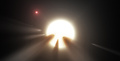 砕け散った系外彗星と太陽よりも大きな恒星「KIC8462852」の想像図（2018年1月3日提供）。(c)AFP PHOTO / NASA/JPL-CALTECH/HANDOUT
