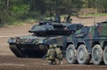ドイツ主力製戦車「レオパルト2」。ミュンスターで（2019年5月20日撮影）。(c)PATRIK STOLLARZ / AFP 