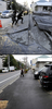 東日本大震災の被災地の震災直後の様子と、2012年1月の様子。

写真上は千葉県浦安市の地震被害で隆起した道路（2011年3月11日撮影）。写真下は現在の様子（2012年1月21日撮影）。(c)AFP/TOSHIFUMI KITAMURA/TORU YAMANAKA