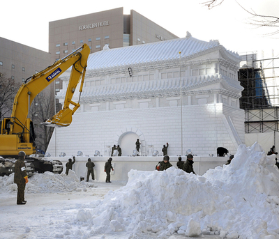 「第60回さっぽろ雪まつり」雪像の準備着々と