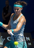 テニス男女混合国別対抗戦、第27回ホップマンカップ（Hopman Cup XXVII）初日、カナダ対チェコ。リターンを狙うルーシー・サファロワ（Lucie Safarova、2015年1月4日撮影）。(c)AFP/TONY ASHBY