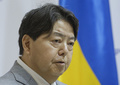 日本の林芳正官房長官。訪問先のウクライナ首都キーウで（2023年9月9日撮影、資料写真）。(c)Sergey DOLZHENKO / POOL / AFP