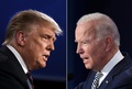 米オハイオ州クリーブランドで開かれた大統領選の第1回討論会に臨むドナルド・トランプ氏（左）とジョー・バイデン氏（2020年9月29日撮影、資料写真）。(c)JIM WATSON and SAUL LOEB / AFP